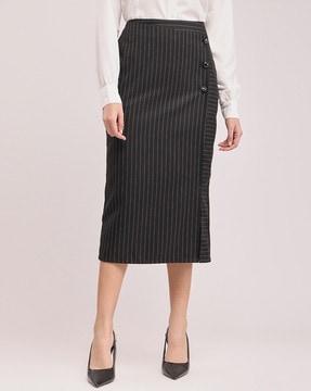 women striped straight skirt