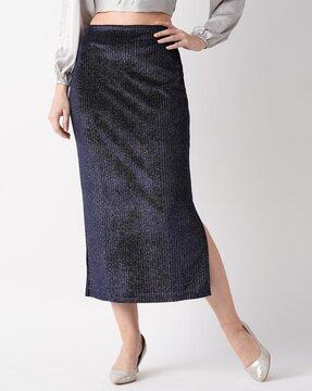 women striped straight skirt