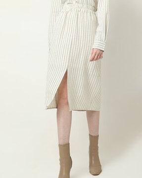 women striped straight skirt