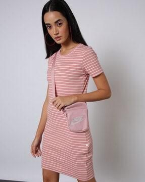 women striped t-shirt shift dress