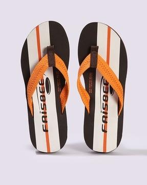 women striped thong-strap flip-flops