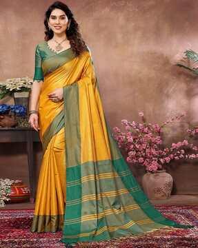 women striped tissue silk saree