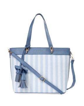 women striped tote bag with detachable shoulder strap
