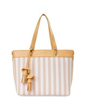 women striped tote bag with detachable strap