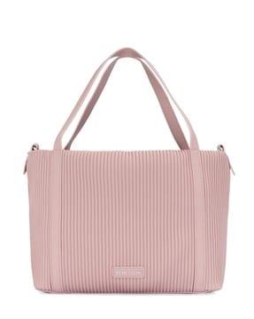 women striped tote bag with zip closure