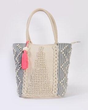 women striped tote bag