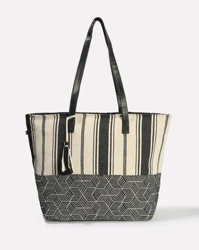 women striped tote bag