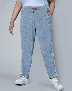 women striped track pants with drawstrings