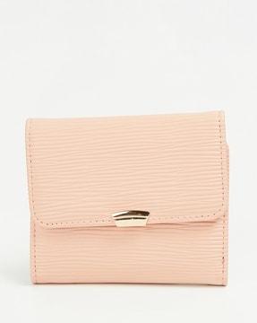 women striped tri-fold wallet