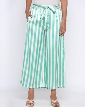 women striped wide leg palazzos