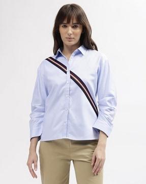 women striped woven shirt