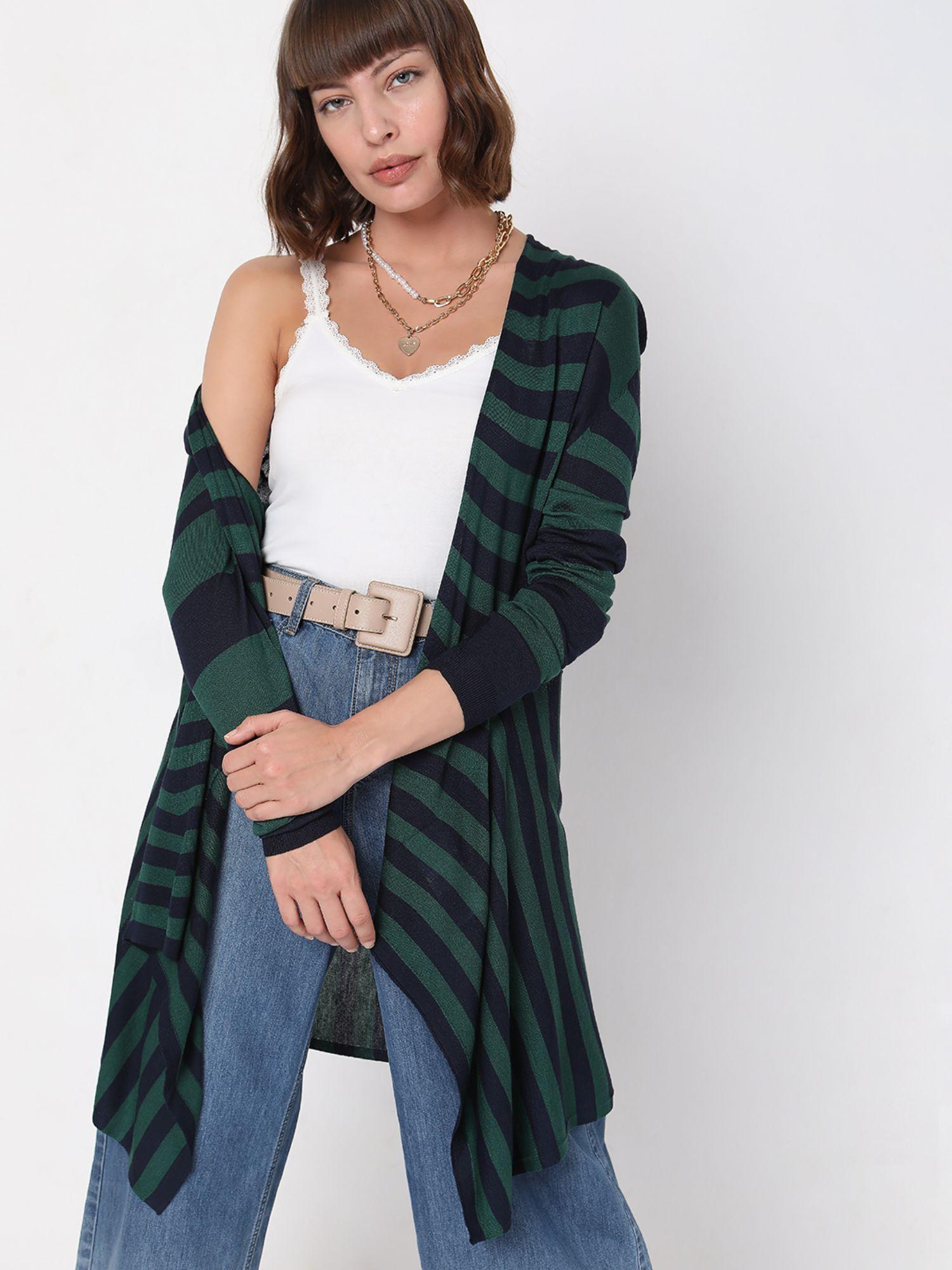 women stripes green shrug