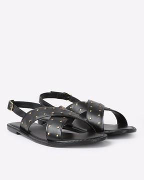 women studded slip-on sandals