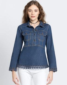 women stylised fit shirt with flap-pockets