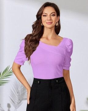 women stylised-neck fitted top