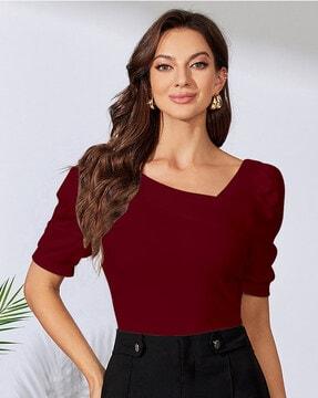 women stylised-neck fitted top