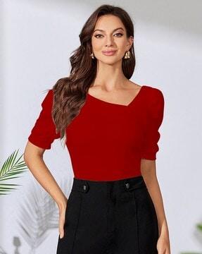 women stylised-neck fitted top