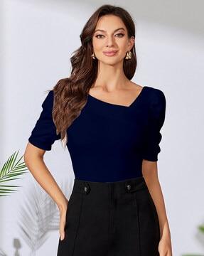 women stylised-neck fitted top