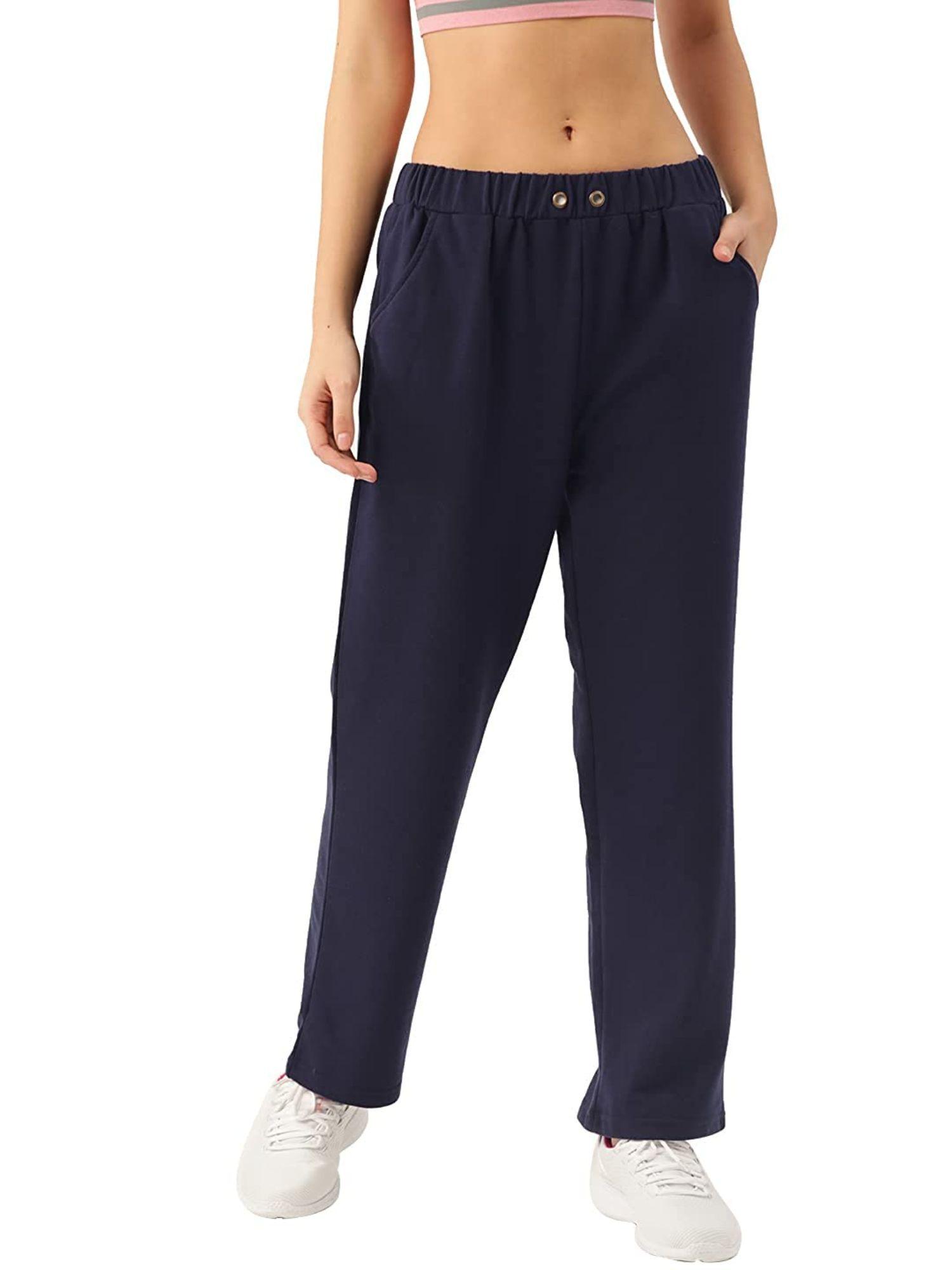 women stylish navy blue track pant