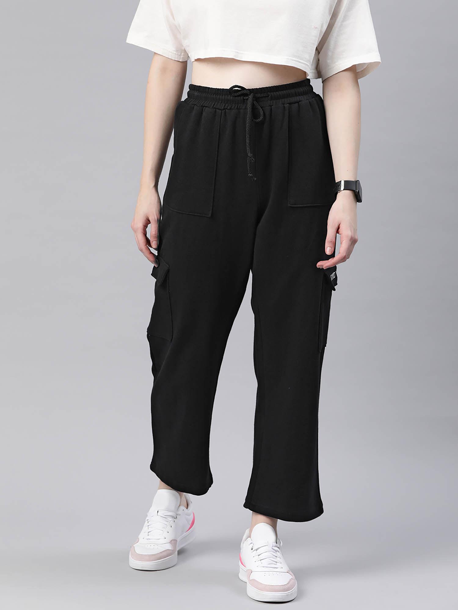 women stylish track pant black