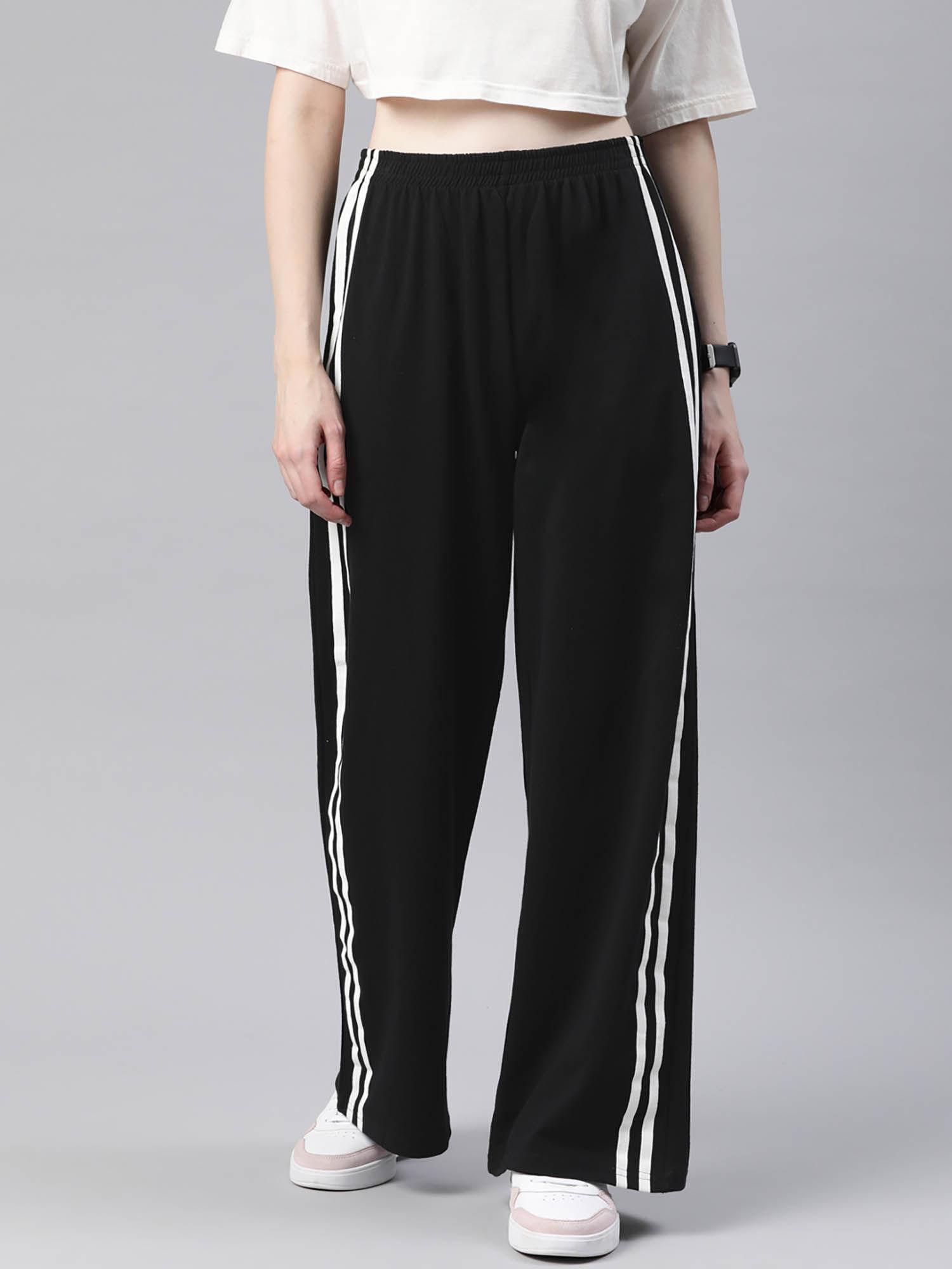 women stylish track pant wide black