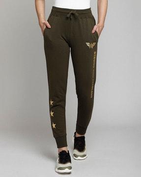 women superhero print straight joggers