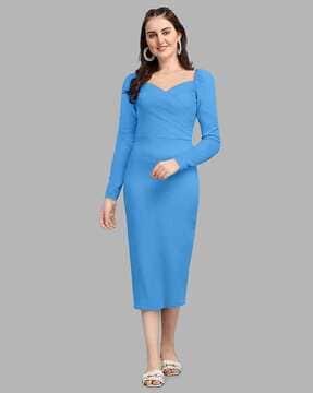 women sweetheart-neck bodycon dress