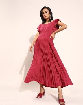 women sweetheart-neck fit & flared dress