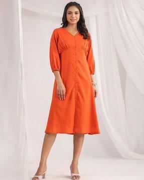 women swiss-dot a-line dress