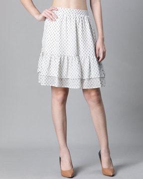 women swiss-dot flared skirts