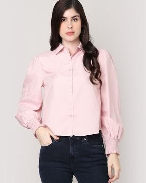 women swiss dot regular fit shirt