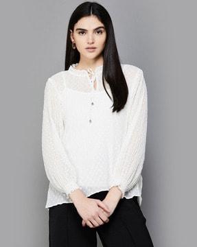 women swiss-dot regular fit top