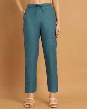 women swiss-dot straight fit pants