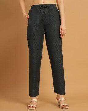 women swiss-dot straight fit pants