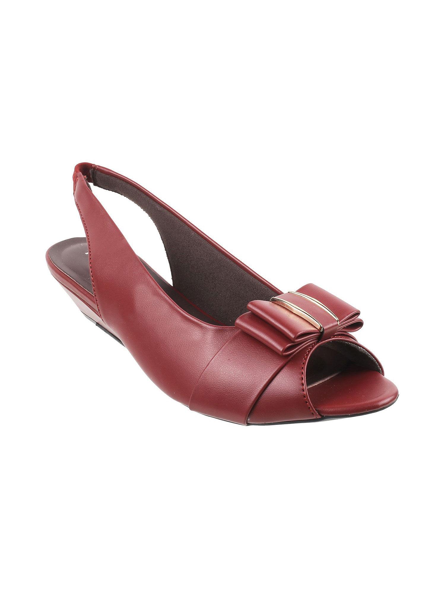 women synthetic maroon sandals