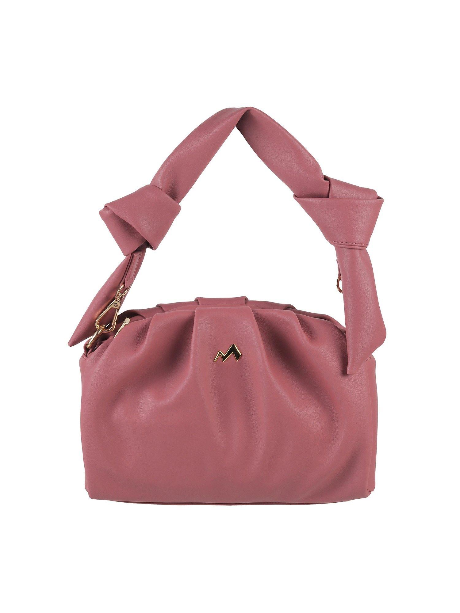 women synthetic peach handbag (s)