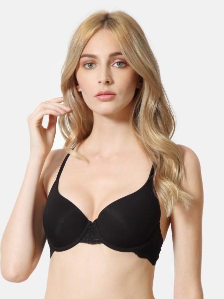 women t-shirt heavily padded bra  (black)