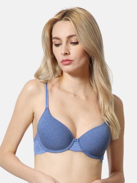 women t-shirt heavily padded bra  (blue)