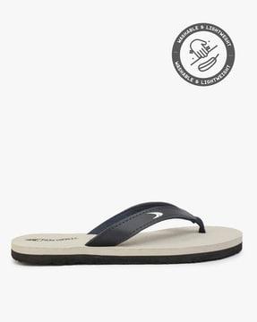 women t-strap flip-flops with branding