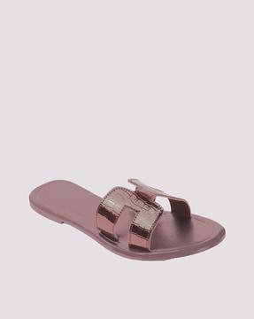 women t-strap flip-flops with rexene upper