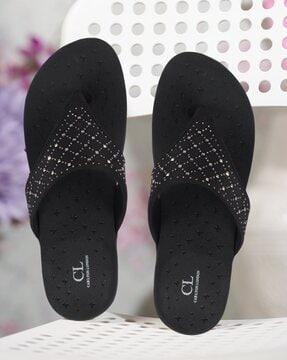 women t-strap regular fit flip-flops