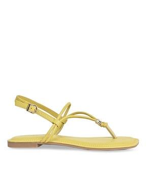 women t-strap sandals with ankle-strap
