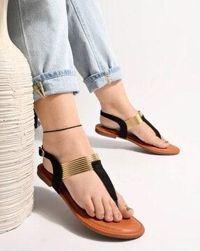 women t-strap sandals with buckle fastening