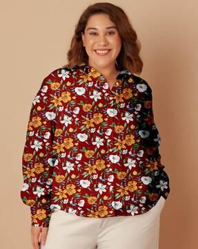 women tailored fit floral print shirt