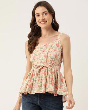 women tailored fit floral print top