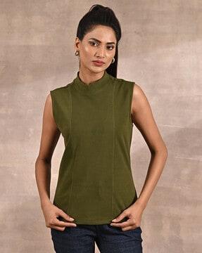 women tailored fit high-neck top