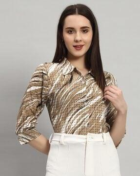 women tailored fit printed shirt