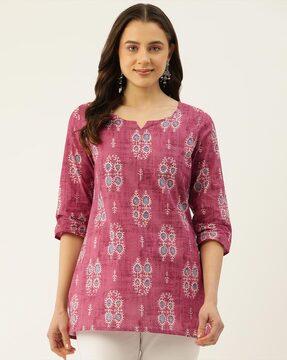 women tailored fit printed tunic