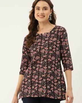 women tailored fit printed tunic