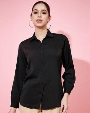 women tailored fit shirt with button down collar